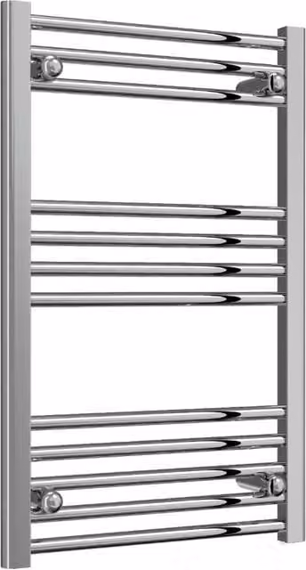 Bathroom Kingdom Capo Electric Chrome Straight Heated Towel Rail, Silver, W: 800 mm, H: 500 mm