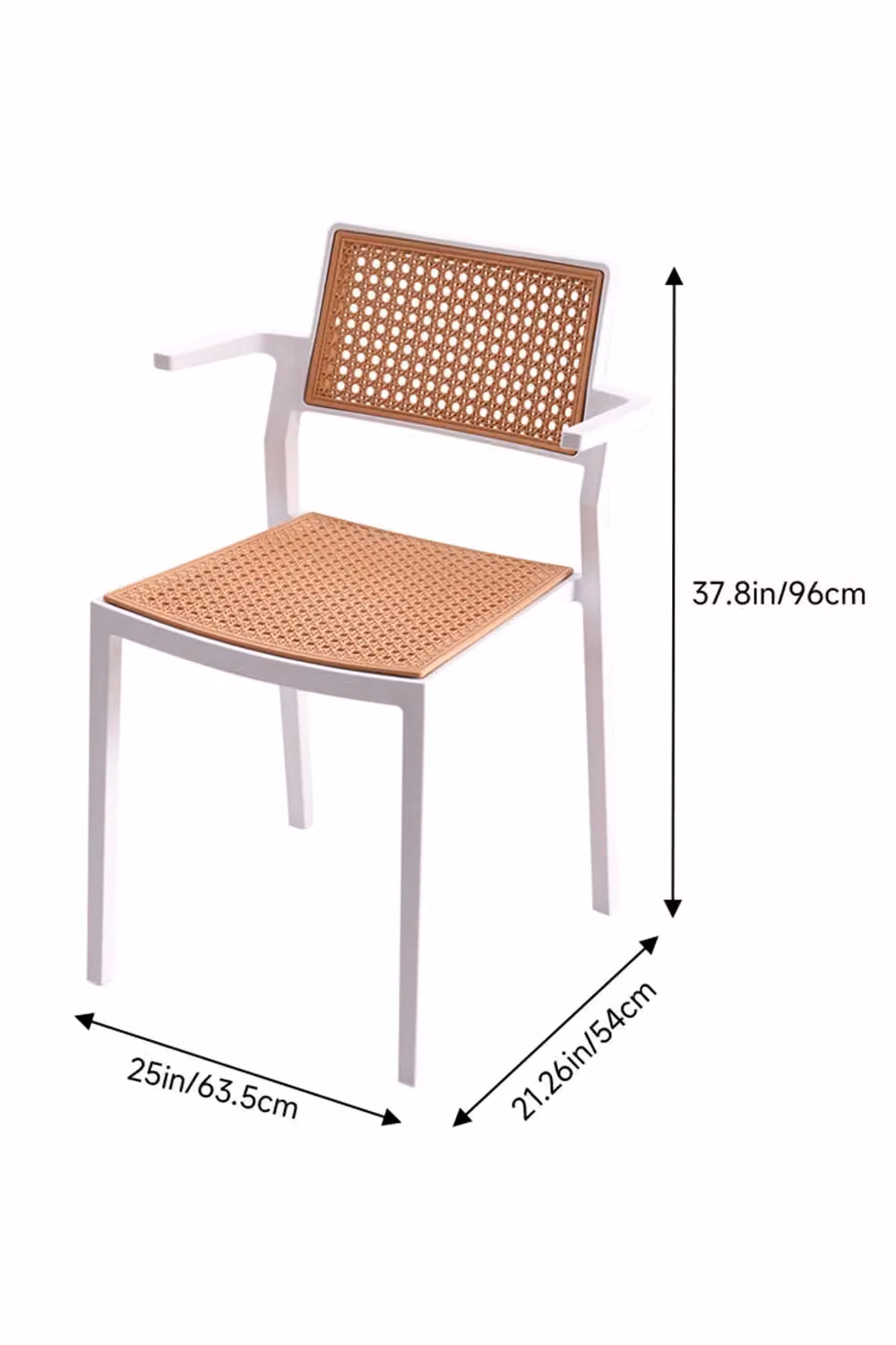 Living and Home Set of 4 White Pseudo-Rattan PP Dining Chairs with Armrests – 2