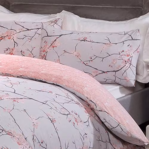 Dreamscene Spring Blossoms Reversible Pink Floral Duvet Cover and Pillowcase Set, W/D/H: 180 x 200 cm – 4