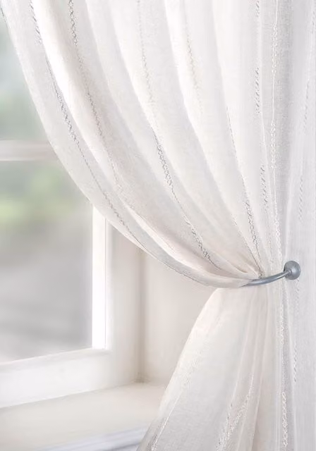 Terrys White Transparent Voile Fabric Panel Single Curtain with Smock Tape
