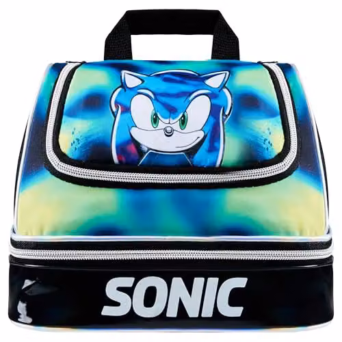 Get Trend Sonic the Hedgehog Kids Insulated Lunch Bag with Two Compartments in Black and Multicolour – 1