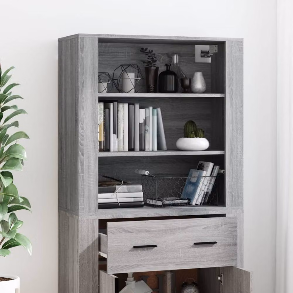 Berkfield Home Grey Sonoma Highboard in Engineered Wood W/D/H: 80 x 33 x 70 cm – 2