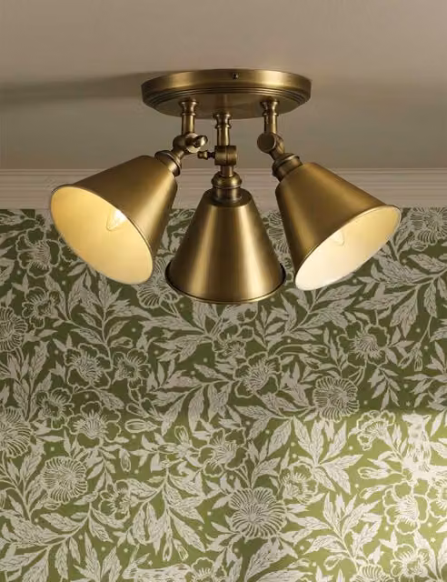 Joules Wollaton 3 Light Metal Plate Spotlight in Antique Brass