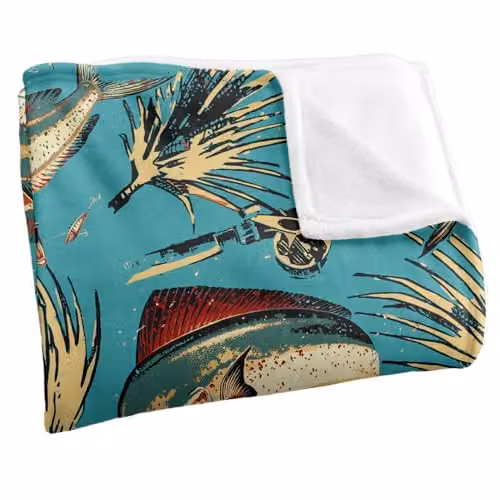 JQ Licensing Dorado Fishing Tiki Super Soft Fleece Throw Blanket, White, W/D/H: 152 x 127 cm – 2