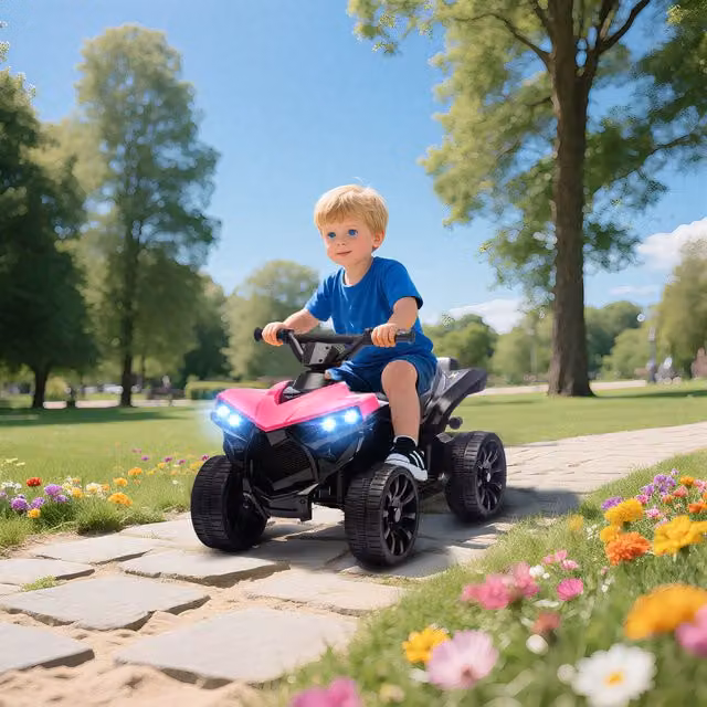 AIYAPLAY 6V Electric Kids ATV Ride on Car with Light and Sound, Pink