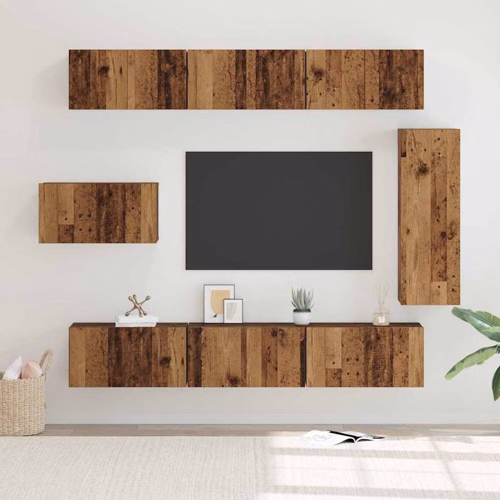 Berkfield Home 8-Piece Modern TV Cabinet Set in Brown Old Wood, W/D/H: 30.5 x 30 x 90 cm – 2