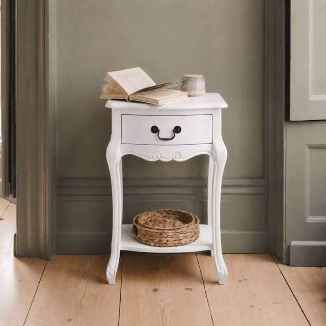 Statement Furniture Juliette Vintage Chic 1 Drawer Bedside Table in White – 1