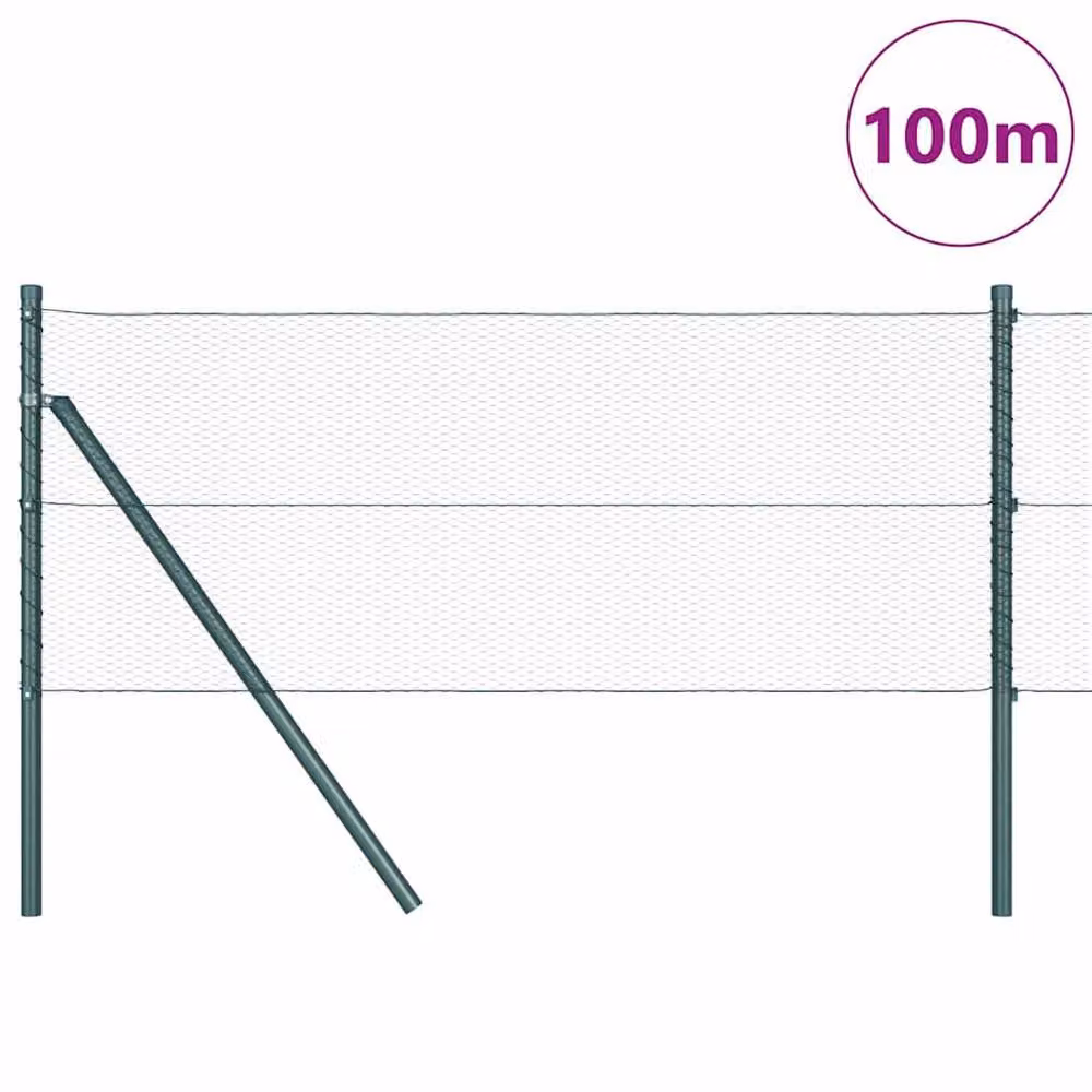 Berkfield Home Green PVC Coated Steel Hexagon Wire Fence Roll, H: 0.6 m x L: 100 m – 1