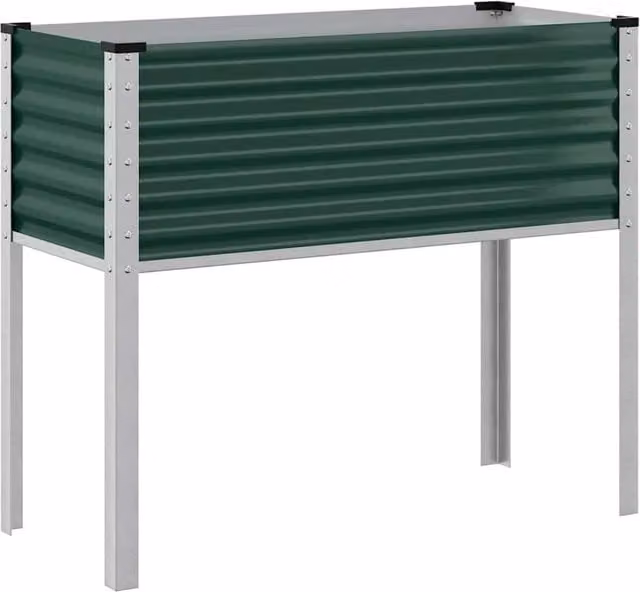 Berkfield Home Green Steel Garden Planter Tub, W: 100 cm, D: 41 cm, H: 90 cm – 1