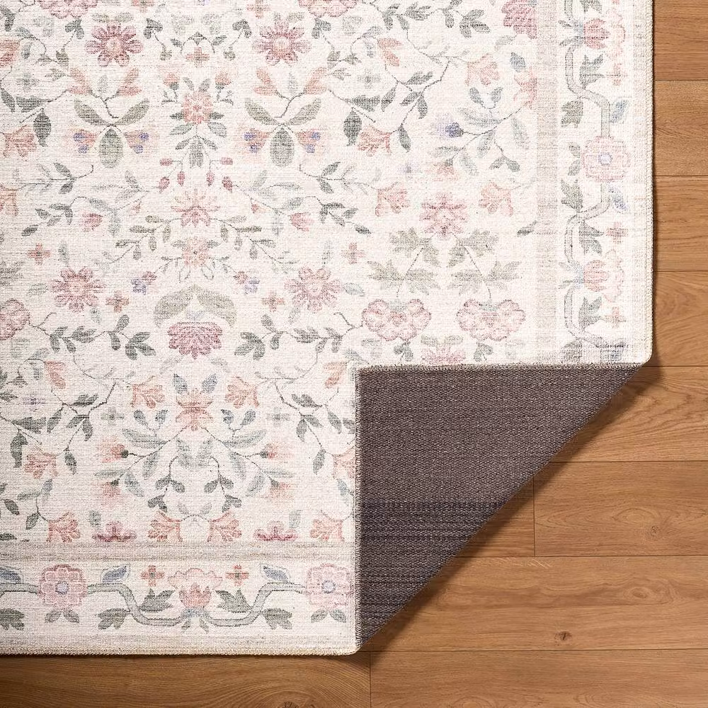 Livabliss Thistle Modern Floral Washable Living and Dining Room Rug in White, Pink, Green and Blue, W: 160 cm, D: 220 cm – 3