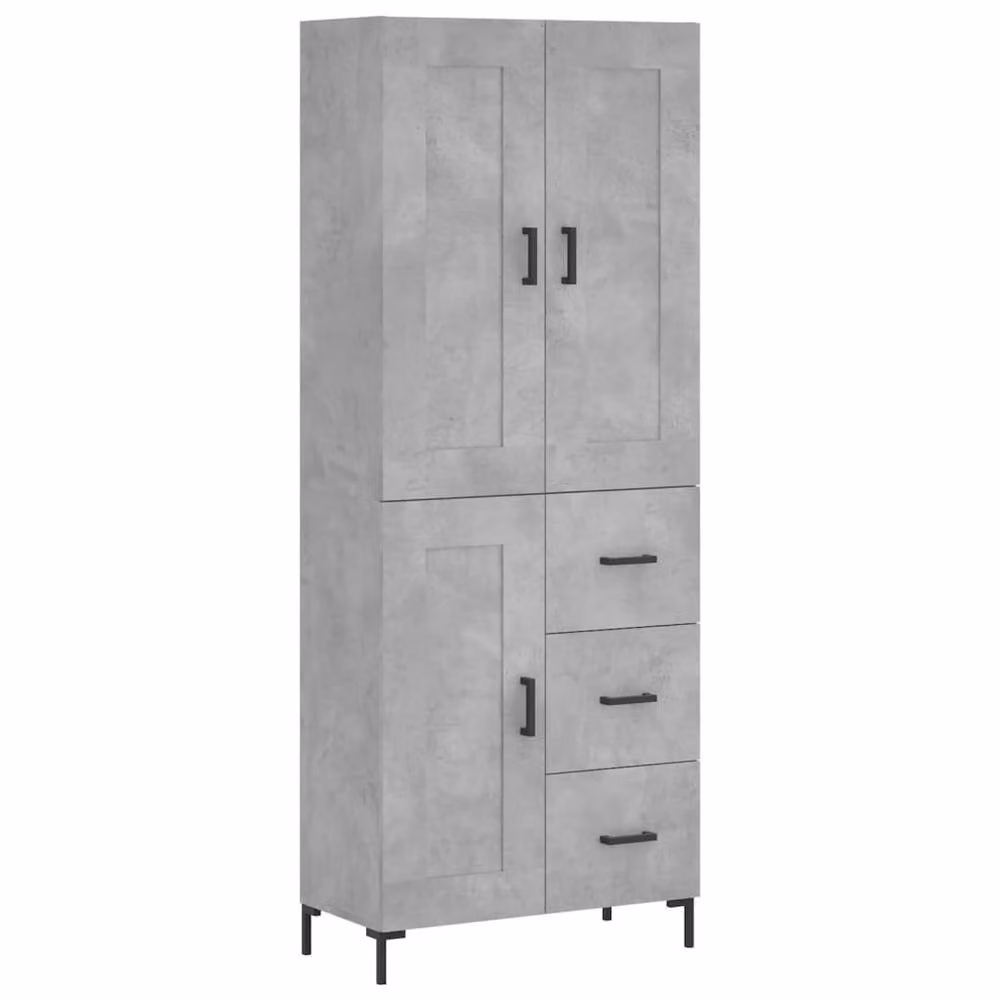 Berkfield Home Highboard in Concrete Grey, W/D/H: 69.5 x 34 x 180 cm – 3