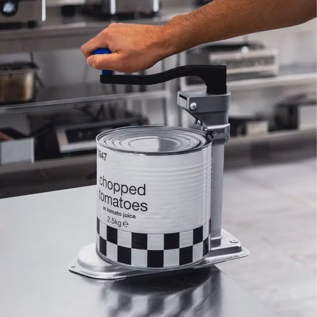 KuKoo Commercial Stainless Steel Tin Can Opener with Ergonomic Grip, Silver