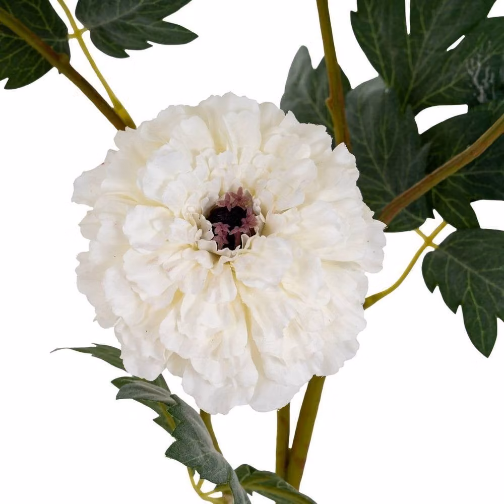 Lemon Pavilion African Marigold Large Artificial Flower Spray in White, W: 11 cm, D: 11 cm, H: 100 cm – 2