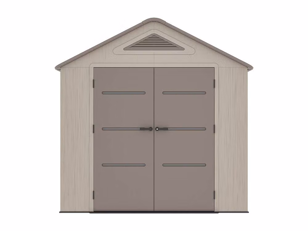 Vente-unique Beige and Brown Resin Garden Shed with Floor, 9.5 m² – 2