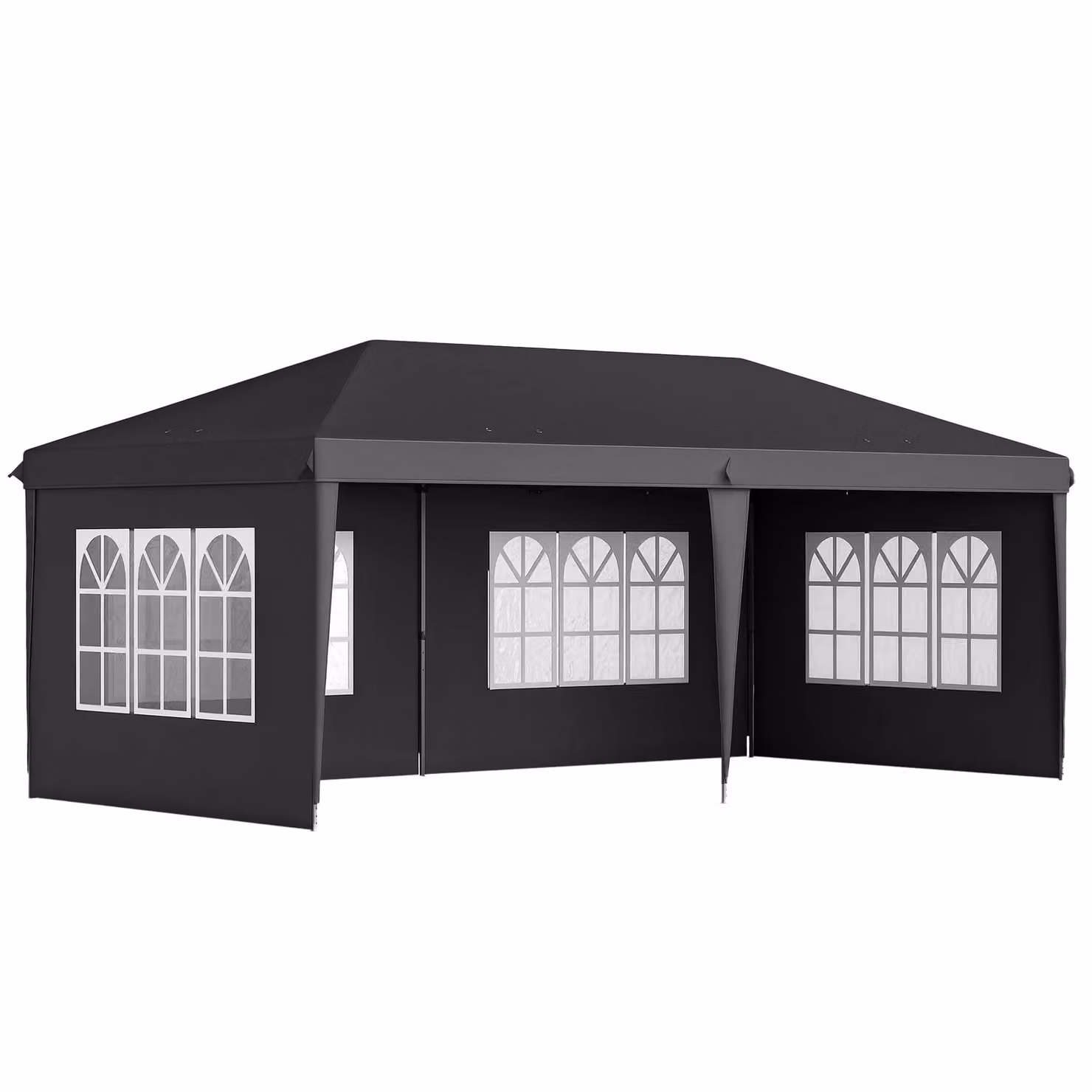 OUTSUNNY Height Adjustable Pop Up Garden Gazebo in Black, W: 300 cm, D: 300 cm, H: 270 cm – 2