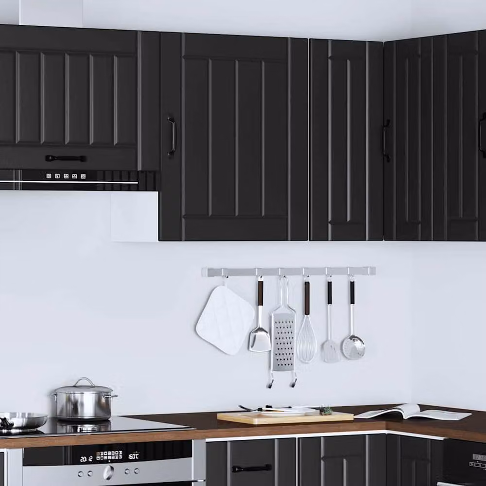 Berkfield Home Lucca Wall Mounted Kitchen Cabinet in Black Matt MDF, W/D/H: 60 x 31 x 50 cm – 3