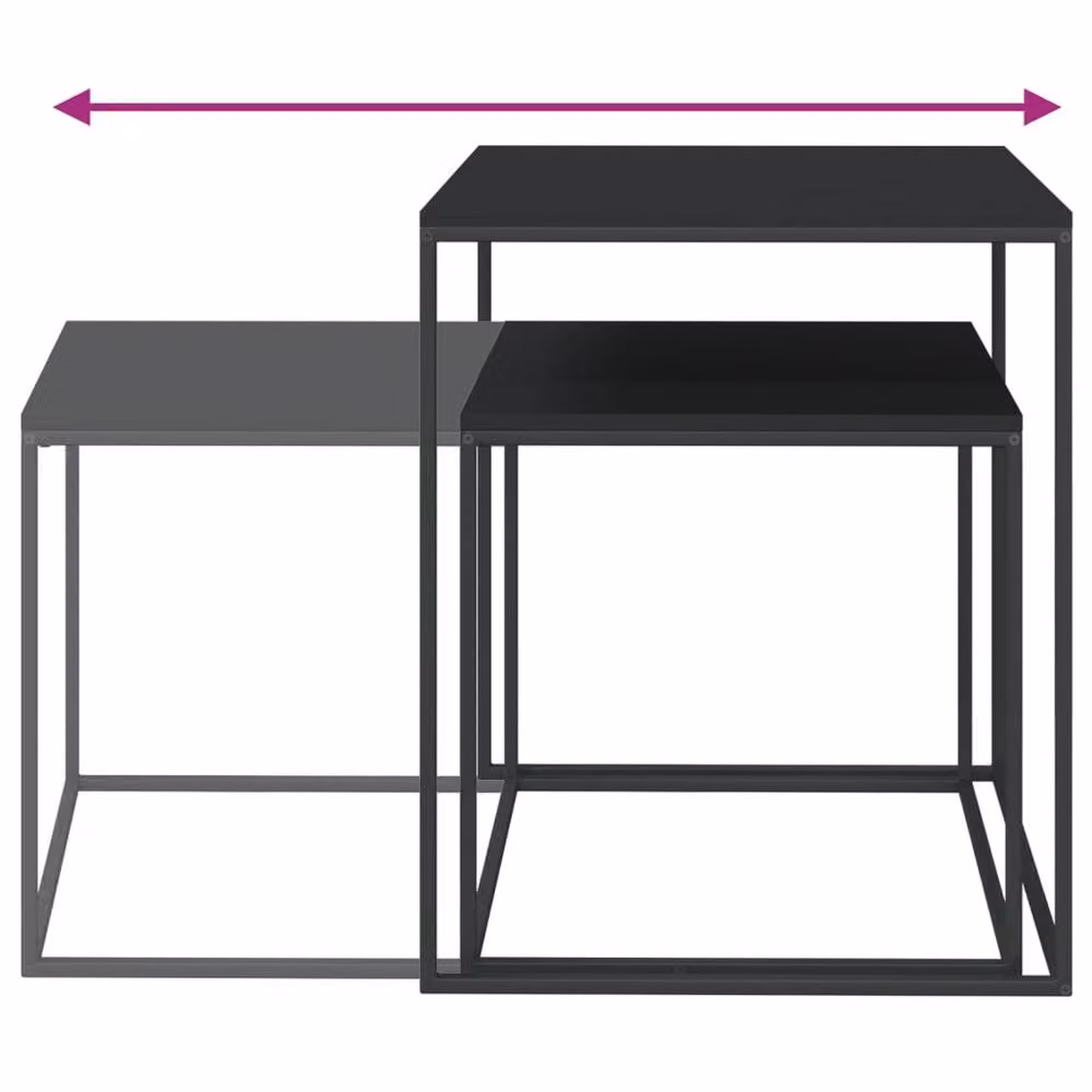 Berkfield Home Premium 2-Piece Nested Coffee Table Set in Black with Wood and Metal Finish – 5