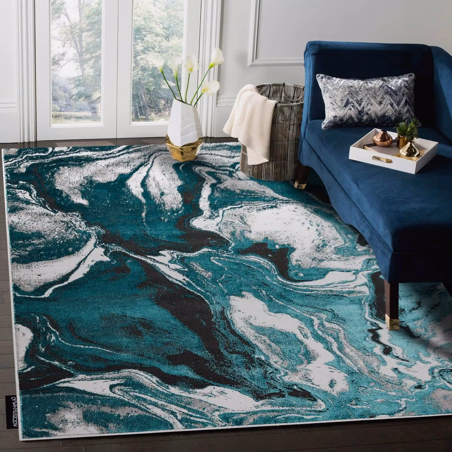 RugsX De Luxe Abstract Green and Multicolour Rectangular Rug, W: 140 cm, D: 190 cm – 4