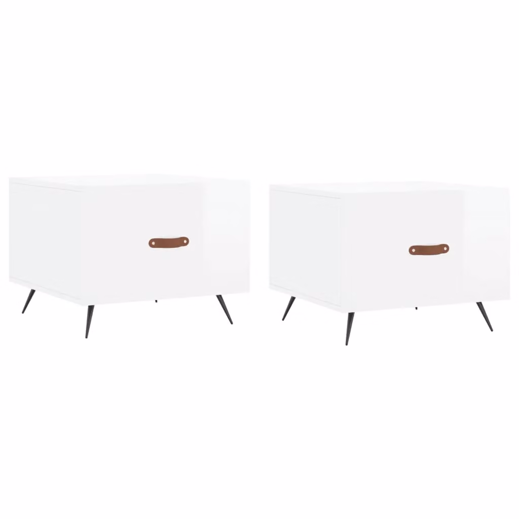 Berkfield Home Set of 2 High Gloss White Square Coffee Tables, W/D/H: 50 x 50 x 40 cm – 2