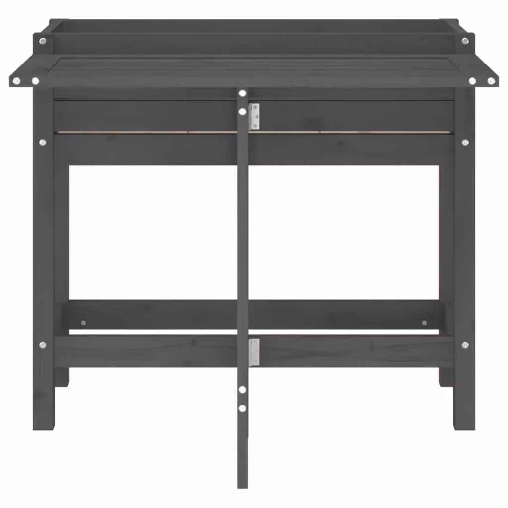 Berkfield Home Rustic Grey Solid Wood Pine Garden Planter with Folding Tabletop – 3