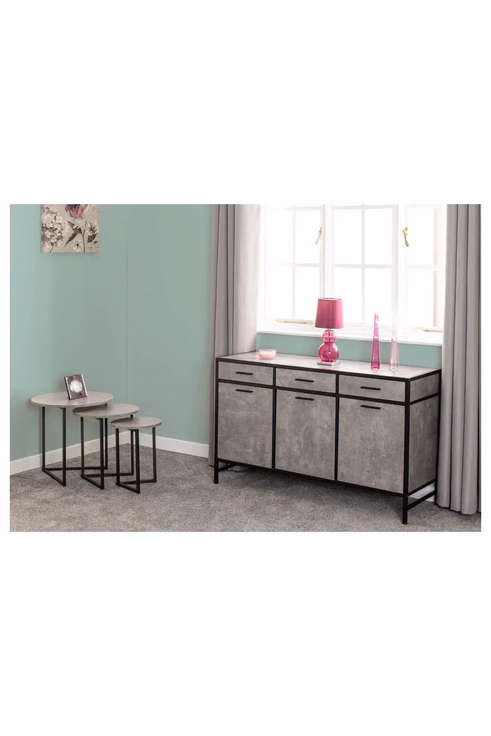 Seconique Athens Round 3-Piece Nest of Tables in Grey Concrete Effect – 5