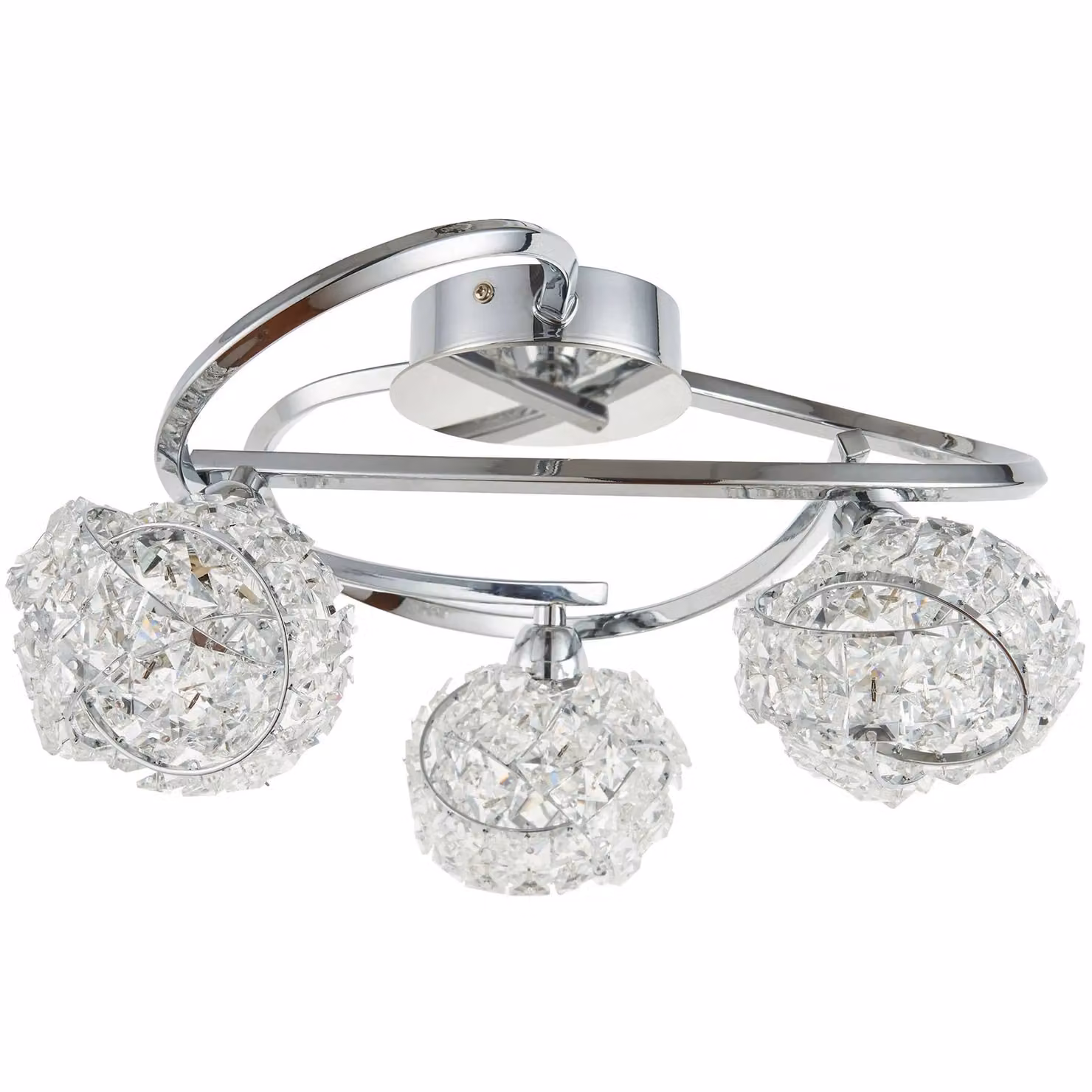 Pagazzi Lighting Monaco Semi-Flush Ceiling Light in Silver and Crystal Glass – 2