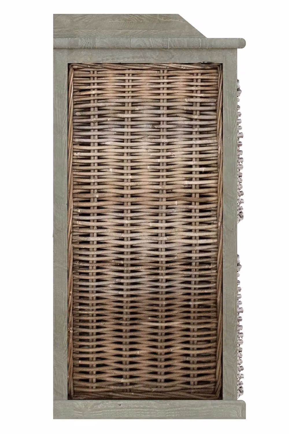 FWStyle 4 Drawer Storage Unit in Greywash Solid Pine with Rattan Details – 3