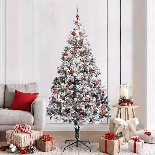 Berkfield Home Artificial Green Christmas Tree with 300 LEDs and Stand, Height: 210 cm