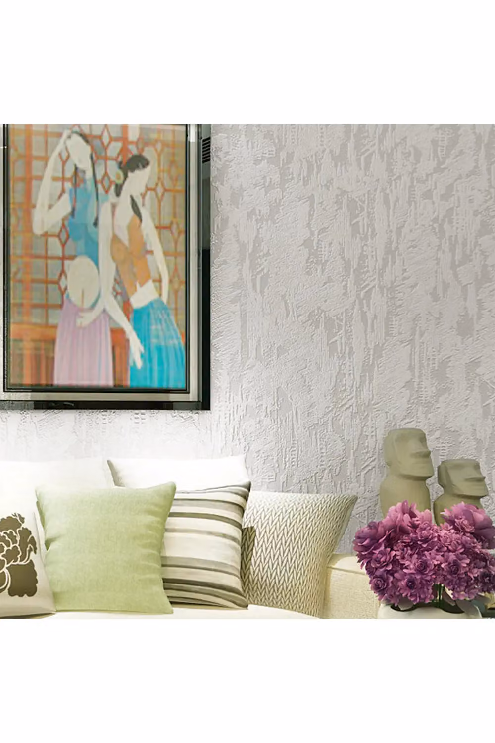 Living and Home Light Grey Non-Woven Embossed Abstract Wallpaper – 2