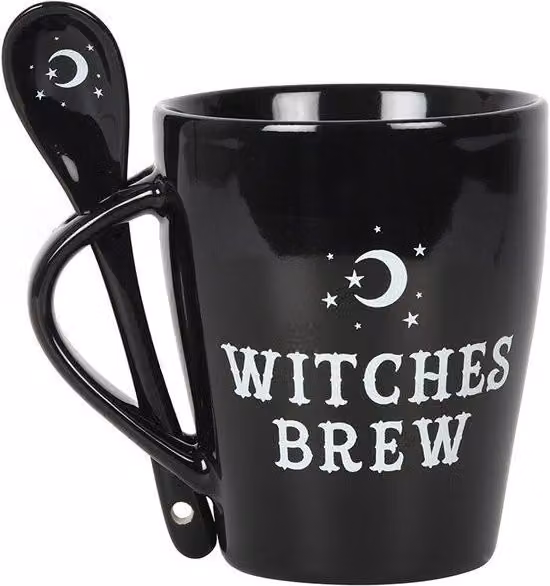 KDMD Witches Brew Mug and Spoon Set in Black