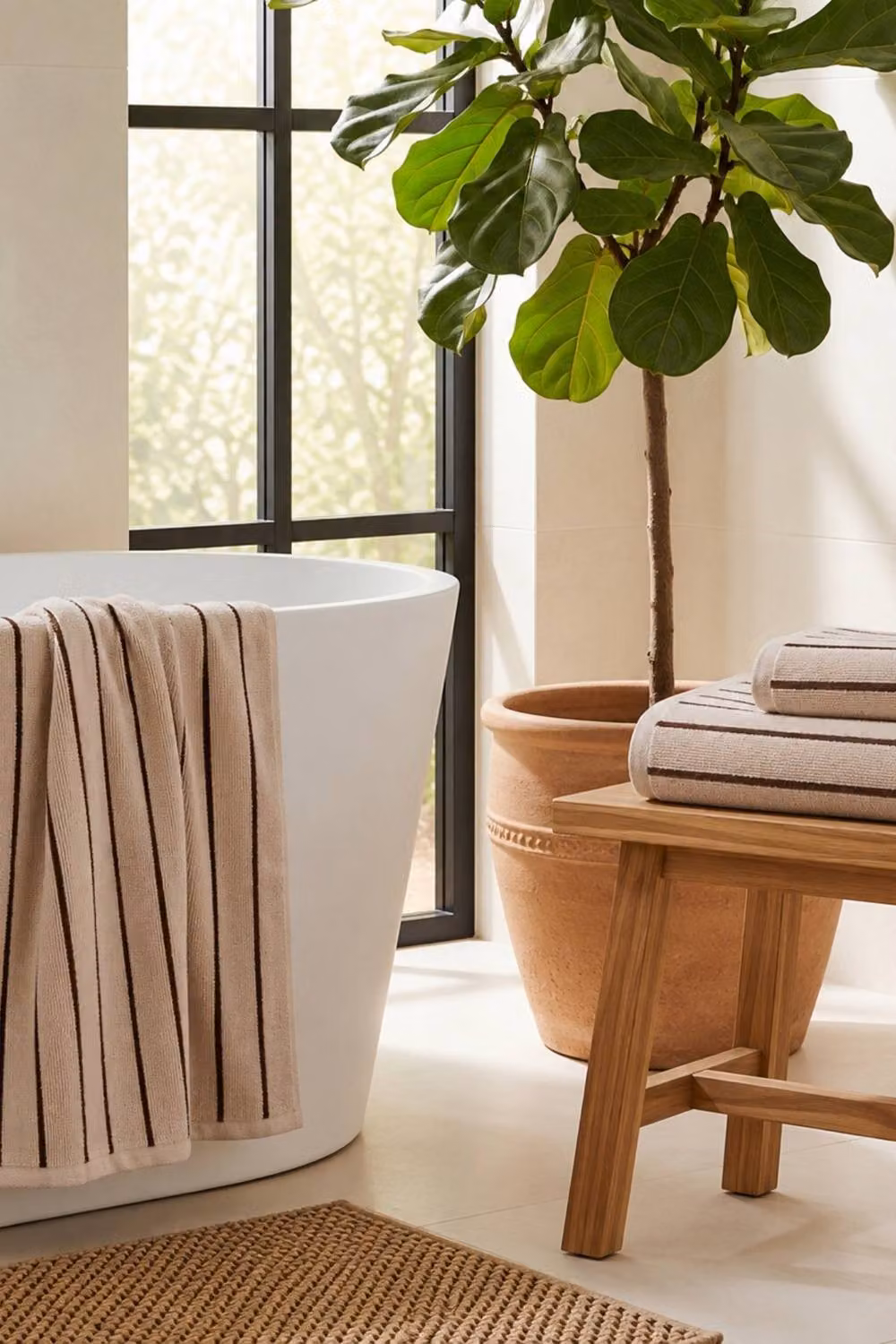Allure Bath Fashions Strand Striped Cotton Bath Sheet in Beige – 2