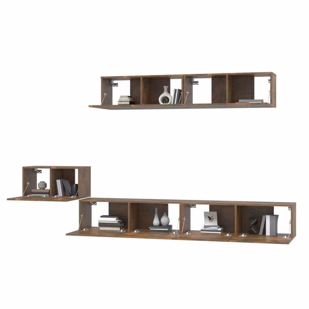 Berkfield Home 5 Piece Smoked Oak TV Cabinet Set in Brown – 2