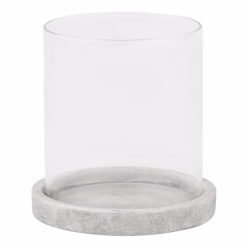 Hill Interiors Athena Stone Hurricane Lantern, White, W/D/H: 14 x 14 x 14 cm
