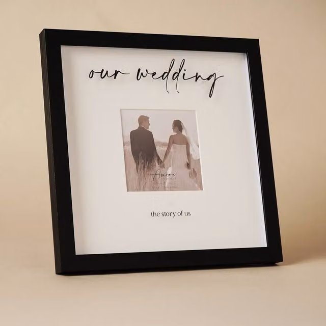 Amore by Juliana Black Square Wooden Wedding Frame, W/H: 10.16 x 10.16 cm