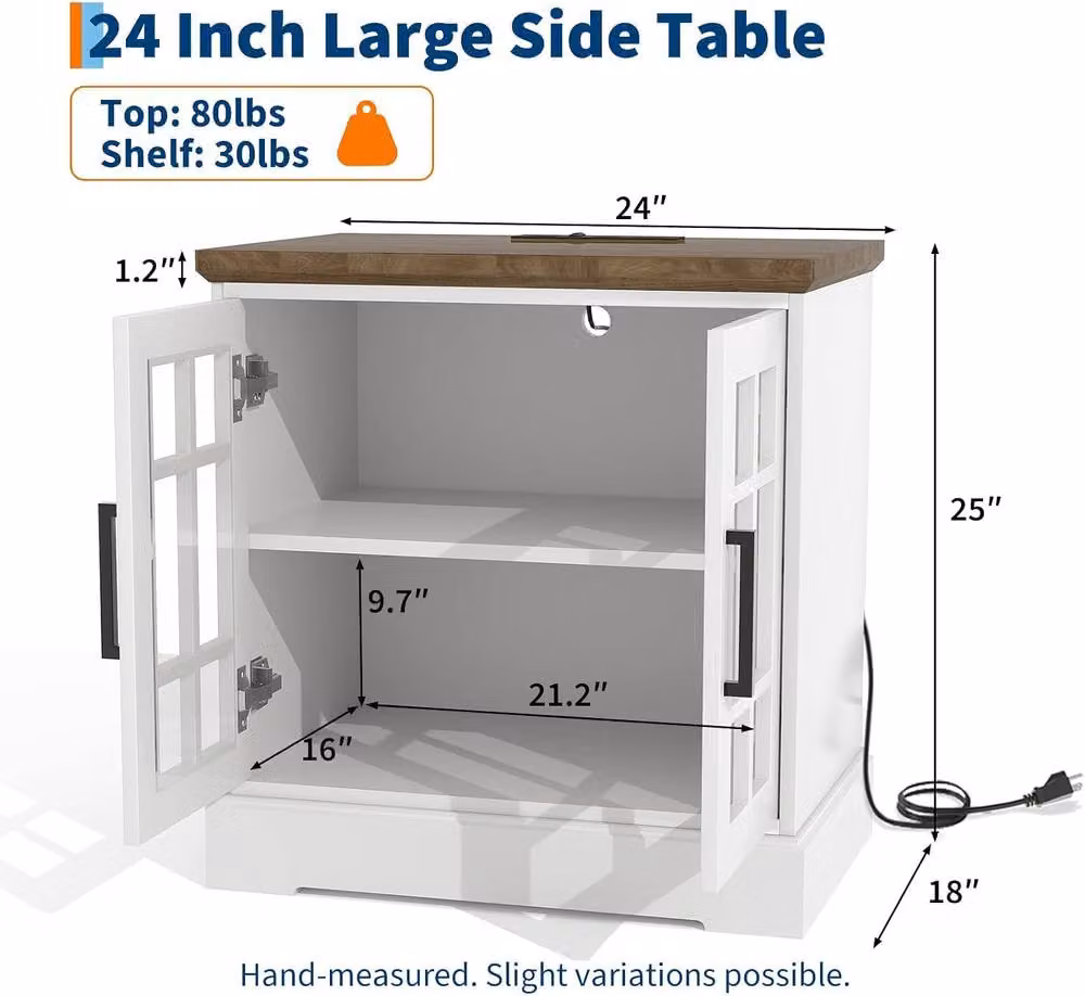 London Boutique White Wood Kitchen Sideboard Storage Cabinet with Charging Station – 3