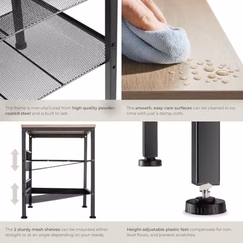 tectake Lincoln Industrial Style Side Table in Oak and Black, W/D/H: 40.5 x 40 x 50.5 cm – 3