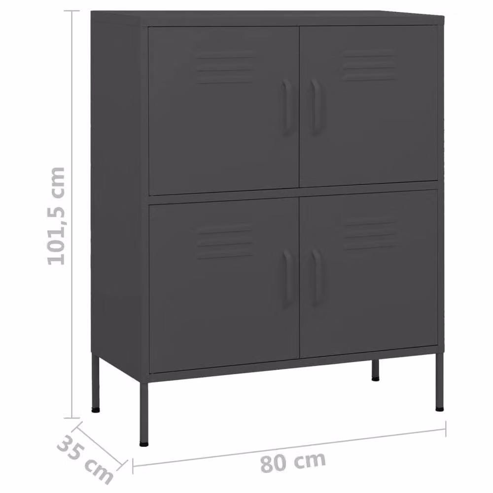 Berkfield Home Freestanding Steel Storage Cabinet in Anthracite Grey, W/D/H: 80 x 35 x 101.5 cm – 4