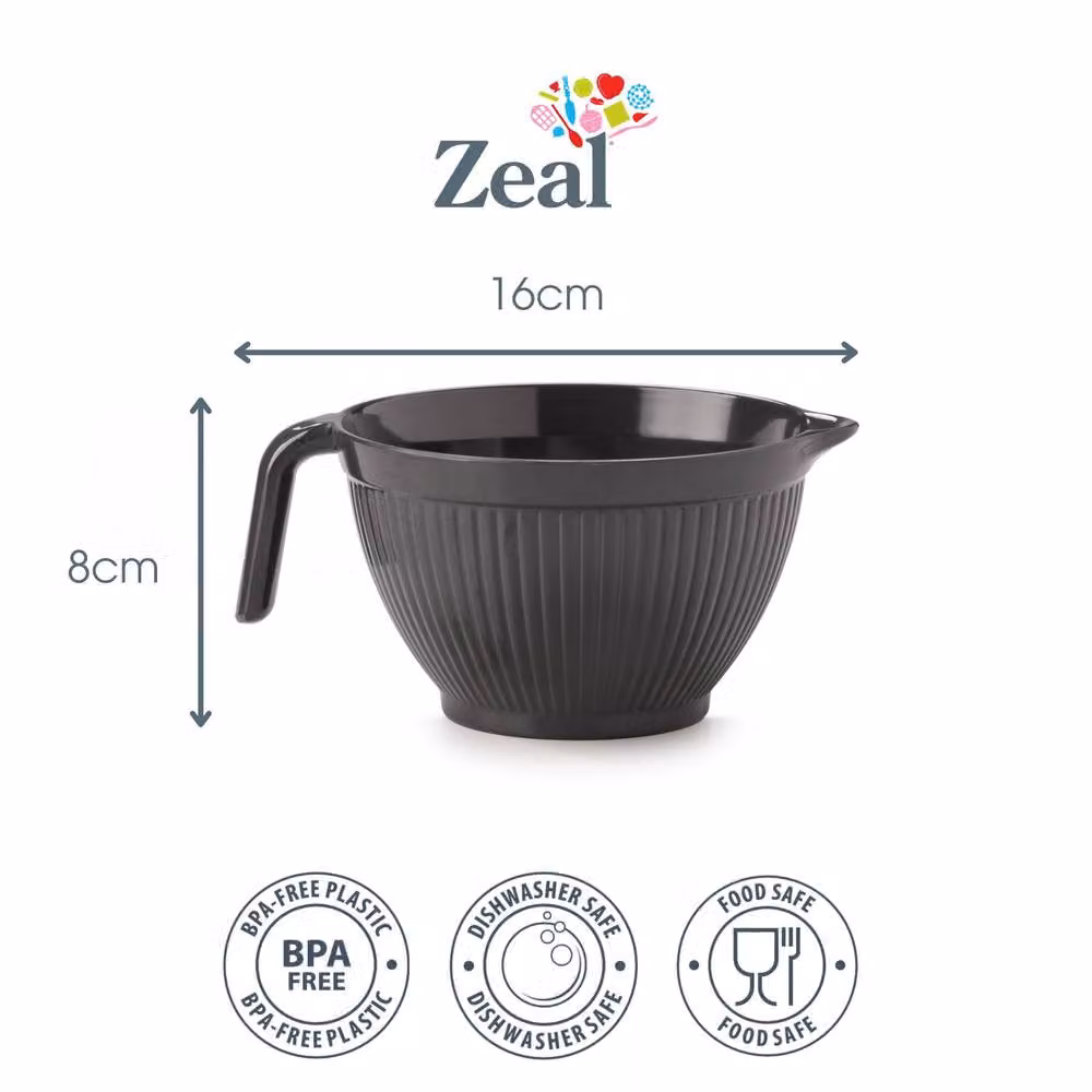 Zeal Mini Melamine Mixing Bowl Jug with Pouring Spout, Dark Grey, 0.568 l – 2