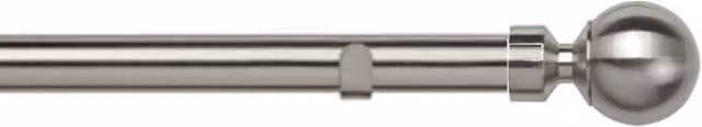 New Edge Blinds 28mm Metal Eyelet Curtain Pole Set with Sphere Finial in Silver, Width: 380 cm