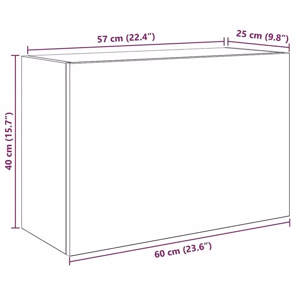 EONLION Black Matt Wall Cabinet with Hinged Doors, W/D/H: 60 x 25 x 40 cm – 2