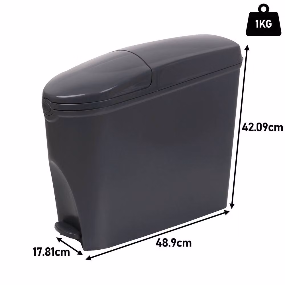 ProKleen 2 Pack Black and Dark Grey Pedal Operated Toilet Sanitary Bins with 20L Capacity and Bin Liners – 6