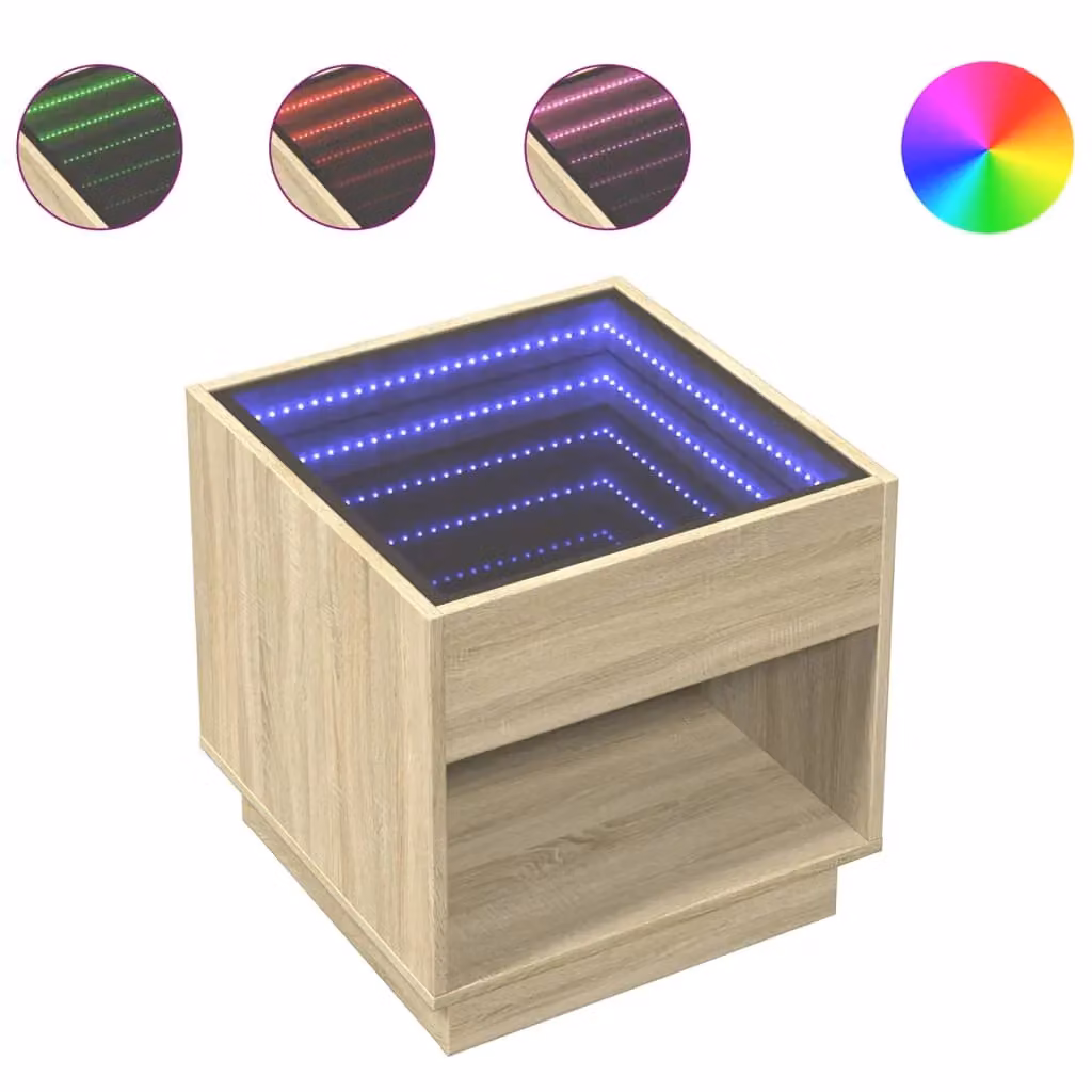 Berkfield Home Infinity LED Coffee Table in Sonoma Oak Brown, W/D/H: 50 x 50 x 50 cm – 2
