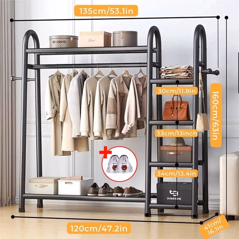 SPETLEK Black Double Clothes Rail Garment Hanging Rack and Open Wardrobe – 1