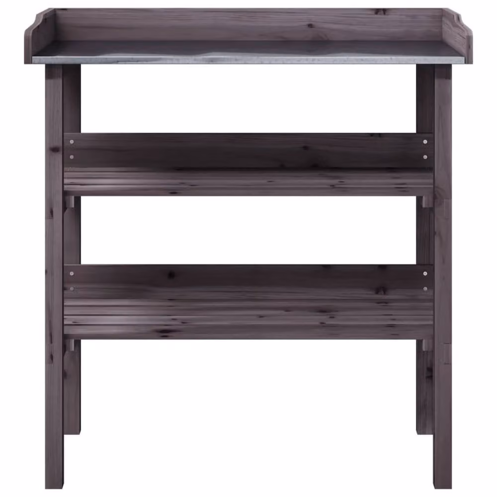 Berkfield Home Grey Plant Table with Shelves, Solid Wood and Metal, W/D/H: 78 x 38 x 82.5 cm – 4