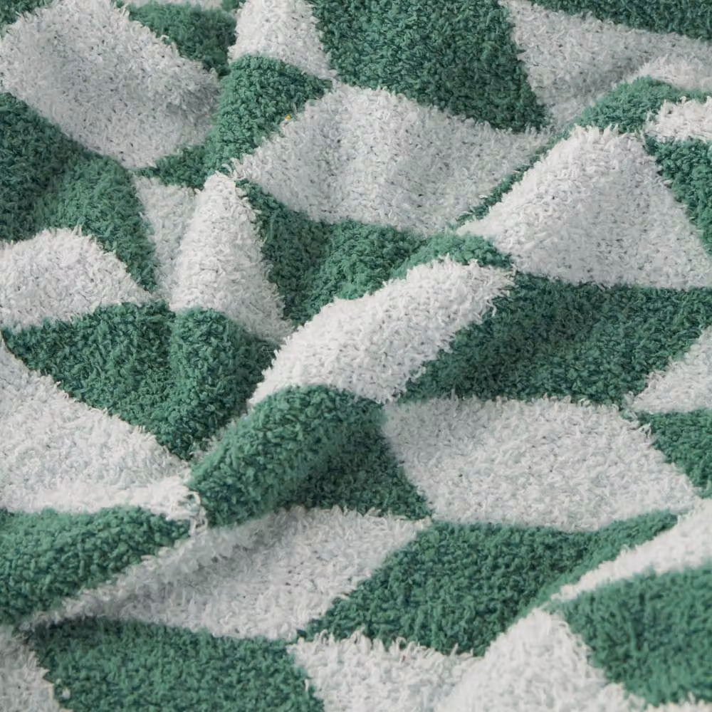 Furn Olsen Geometric Reversible Double Face Throw in Green, W: 130 cm, D: 180 cm – 3