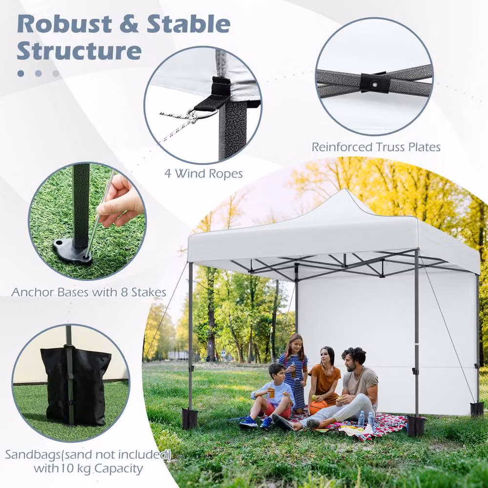 Gymax White Pop Up Commercial Canopy Tent, W x W: 300 x 300 cm – 5
