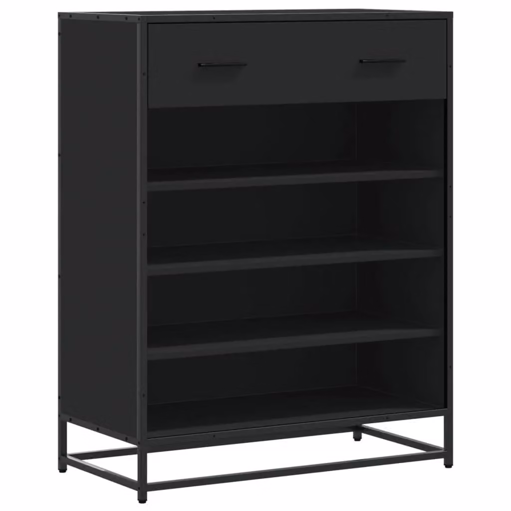 Berkfield Home Black Modern Shoe Cabinet with Metal and MDF Construction, W/D/H: 75 x 38 x 97.5 cm – 2