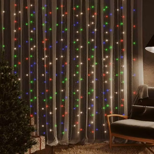 Berkfield Home Multicolour LED Curtain Fairy Lights with 300 LEDs and USB Power – 1