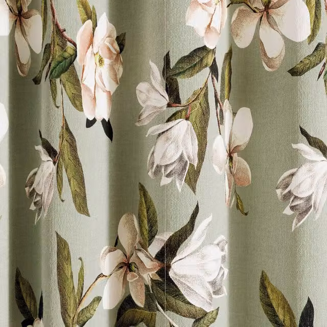 Ted Baker Opal Floral Eyelet Curtains, Green and Silver, W: 167.64 cm, H: 228.6 cm – 1
