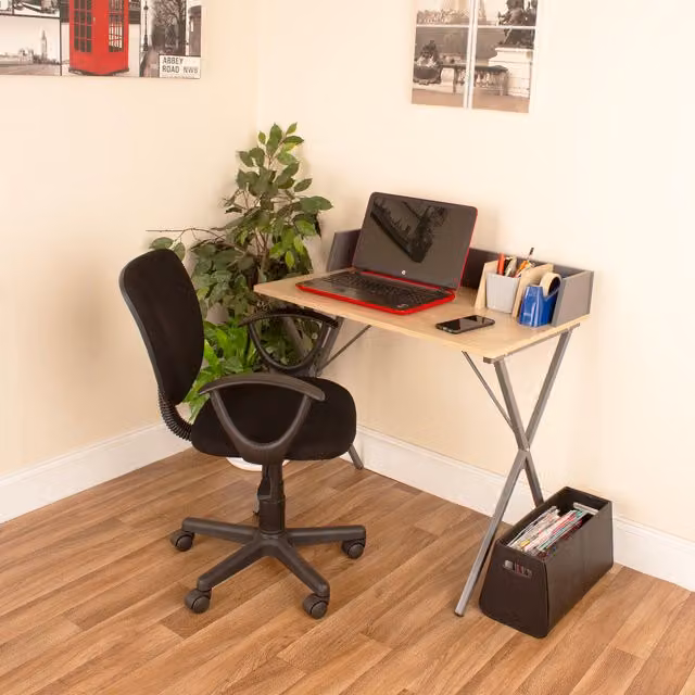 Core Products Ltd Modern Home Office Desk and Chair Set in Grey and Black, W/D/H: 120 x 80 x 76 cm